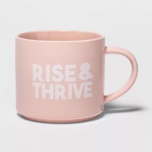 $16😊StonewareMug Rise & Thrive hot/cold be